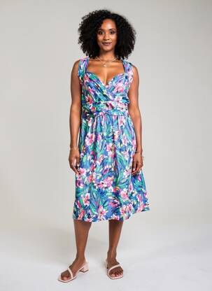 Robe mi-longue sans manche sans manche bleu MORGAN femme