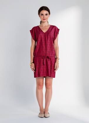 Robe courte manches courtes manches courtes rouge COTON DU MONDE femme