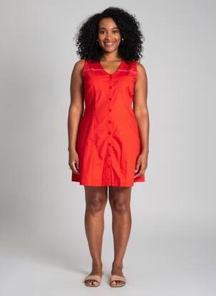 Robe courte sans manche sans manche rouge ÉTYMOLOGIE femme