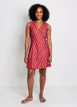 Robe courte sans manche sans manche rouge COTON DU MONDE femme