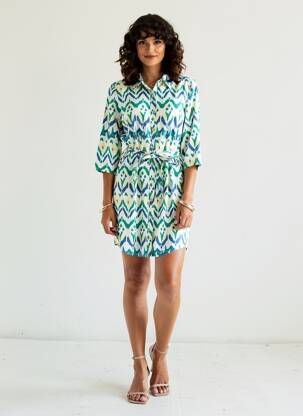 Robe courte manches 3/4 manches 3/4 bleu ÉTYMOLOGIE femme