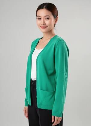 Gilet manches longues resserrée sur le bas vert ÉTYMOLOGIE femme