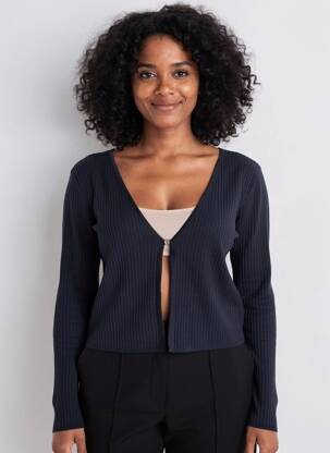 Gilet manches longues coupe cintrée bleu MORGAN femme