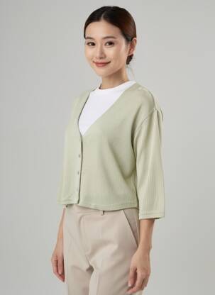 Gilet manches longues manches 3/4 vert BROADWAY femme