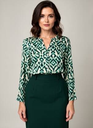 Blouse tissage popeline manches 3/4 vert STREET ONE femme