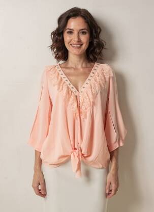 Blouse manches 3/4 manches 3/4 rose J&H FASHION femme