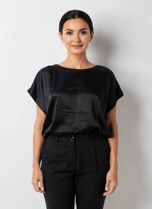 Top stretch manches courtes noir GARCIA femme