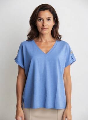 T-shirt coupe droite sans manche bleu GARCIA femme