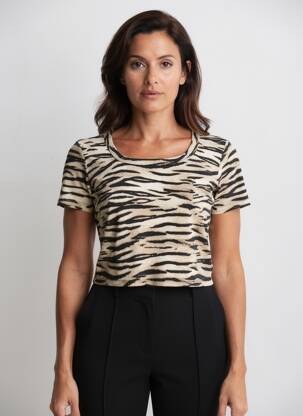 T-shirt stretch manches courtes beige JCL femme