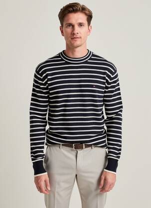 Pull col rond manches longues bleu TOMMY HILFIGER homme