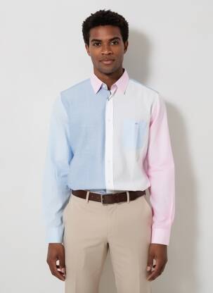 Chemise manches longues poches bleu EDEN PARK homme