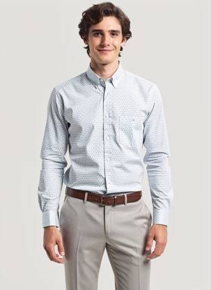 Chemise manches longues poches bleu EDEN PARK homme
