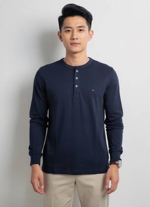 Pull stretch manches longues bleu TOMMY HILFIGER homme