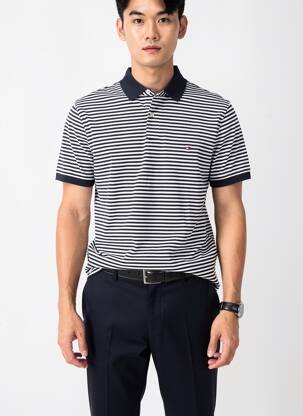 Polo imprimé rayures manches courtes bleu TOMMY HILFIGER homme