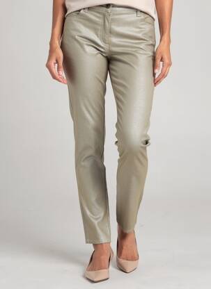Pantalon slim tissage enduit taille normale vert LAUREN VIDAL femme