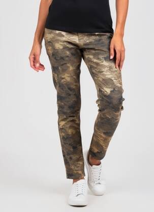 Pantalon slim tissage popeline taille normale vert LAUREN VIDAL femme