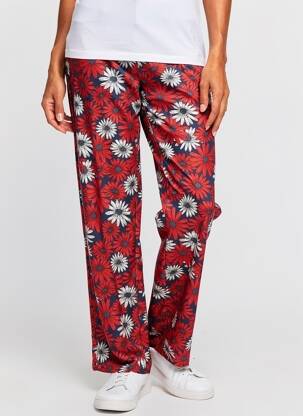 Pantalon droit tissage crêpe rouge LAUREN VIDAL femme