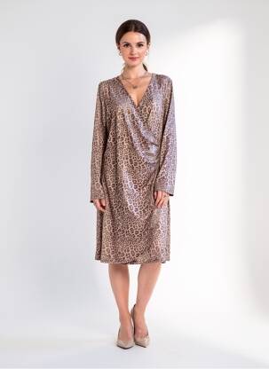 Robe mi-longue manches longues manches longues marron ESCORPION femme