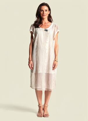 Robe mi-longue manches courtes manches courtes gris DANIELA DALLAVALLE femme