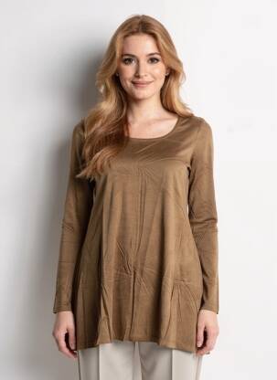 Tunique manches longues col rond marron LAUREN VIDAL femme