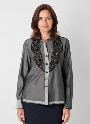 Chemisier coupe cintrée manches longues gris DANIELA DALLAVALLE femme
