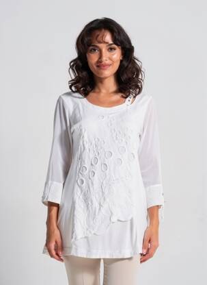 Tunique manches longues légère et transparente blanc ELISA CAVALETTI femme