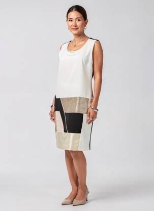 Robe mi-longue sans manche sans manche beige ANDAMIO femme
