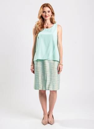 Robe mi-longue sans manche sans manche vert ANDAMIO femme