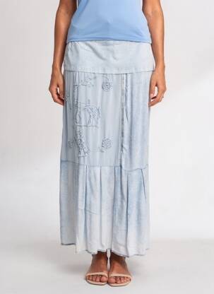 Jupe longue fermeture zippée au dos bleu ELISA CAVALETTI femme