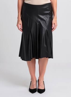 Jupe mi-longue taille à pinces marron LAUREN VIDAL femme