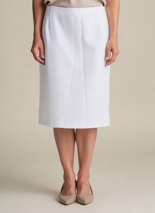 Jupe mi-longue taille à pinces blanc MODISSIMO femme