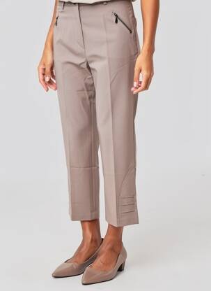 Pantalon 7/8 stretch taille normale marron MULTIPLES femme