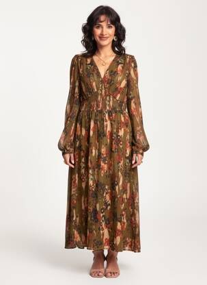 Robe longue manches longues manches longues vert LPB LES PETITES BOMBES  femme