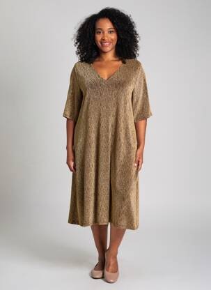 Robe mi-longue manches courtes manches courtes or MOLLY BRACKEN femme