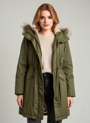 Parka finition intérieure doublure polaire a capuche vert CREAM femme