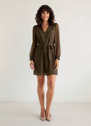 Robe courte coupe fluide manches longues vert LPB LES PETITES BOMBES  femme