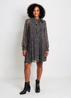 Robe courte manches longues manches longues noir MOLLY BRACKEN femme