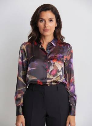Chemisier imprimé fleurs manches longues noir LPB LES PETITES BOMBES  femme