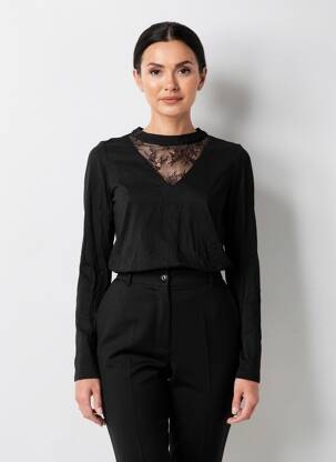 Top manches longues manches longues noir MAE MAHE femme