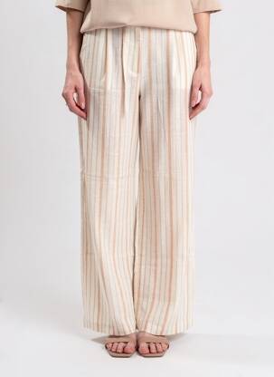 Pantalon droit taille élastique taille normale beige SURKANA femme