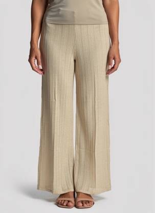Pantalon droit stretch taille normale beige NEKANE femme