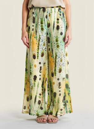 Pantalon large fermeture zip latéral taille normale vert SURKANA femme