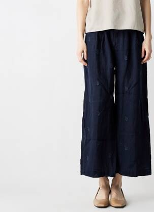 Pantalon large taille haute taille haute bleu MAISON HOTEL femme