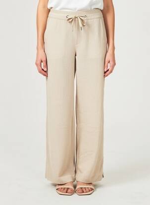 Pantalon large tissage crêpe taille normale beige STREET ONE femme