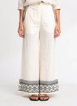 Pantalon large coupe fluide taille haute blanc NEKANE femme