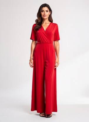Combi-pantalon manches courtes manches courtes rouge SURKANA femme