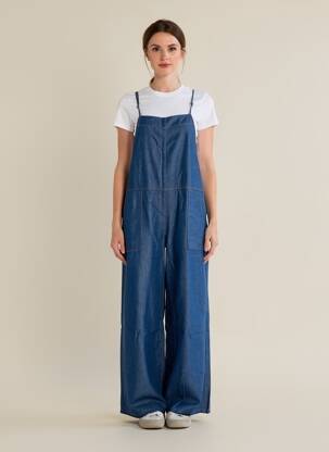 Salopette délavé fines bretelles bleu SURKANA femme