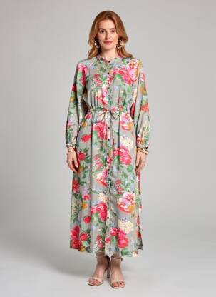 Robe longue manches longues manches longues rose MAISON HOTEL femme