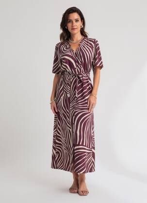 Robe longue manches courtes manches courtes violet STREET ONE femme