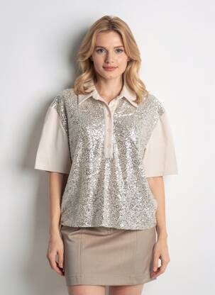 Top stretch manches courtes beige IMPERIAL femme
